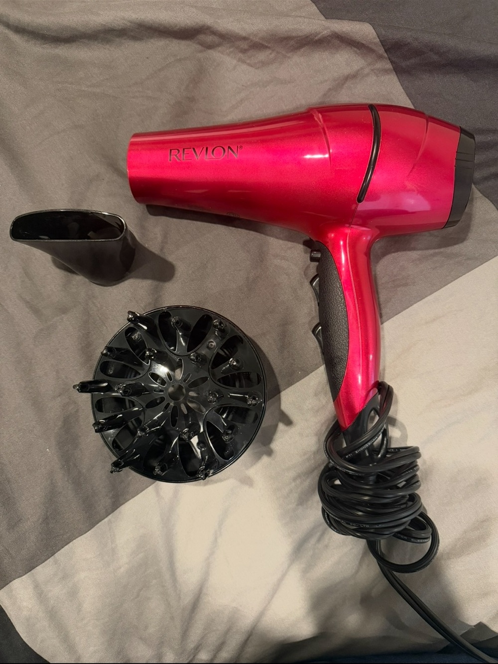 Revlon Metallic Pink Hair Dryer with Diffuser & Concentrator Attachments